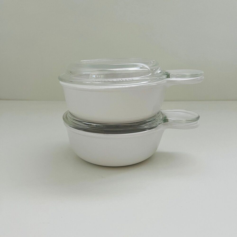 CORNINGWARE French White Grab-It P-150-B Handled Bowls 15 oz, Set of 2